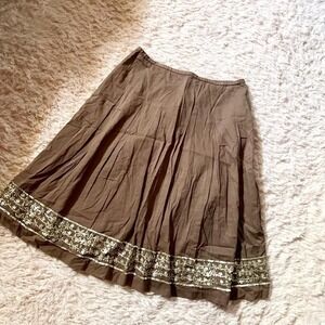 Earthy Glam Boho Chic Prairie Peasant Hippie Sequin Skirt Womens 12 Hobbit Core
